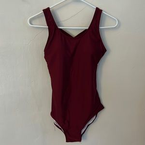 Dark red one piece swimsuit